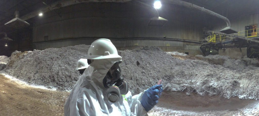 View inside the Reverb Furnace Feedstock Room during a site visit of the Exide Technologies' Vernon, Calif. facility by the Department of Toxic Substances Control