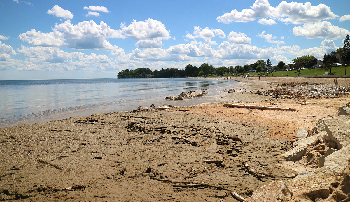 The water of Lake Michigan at the beach of Algoma, WI, north of Kewaunee.