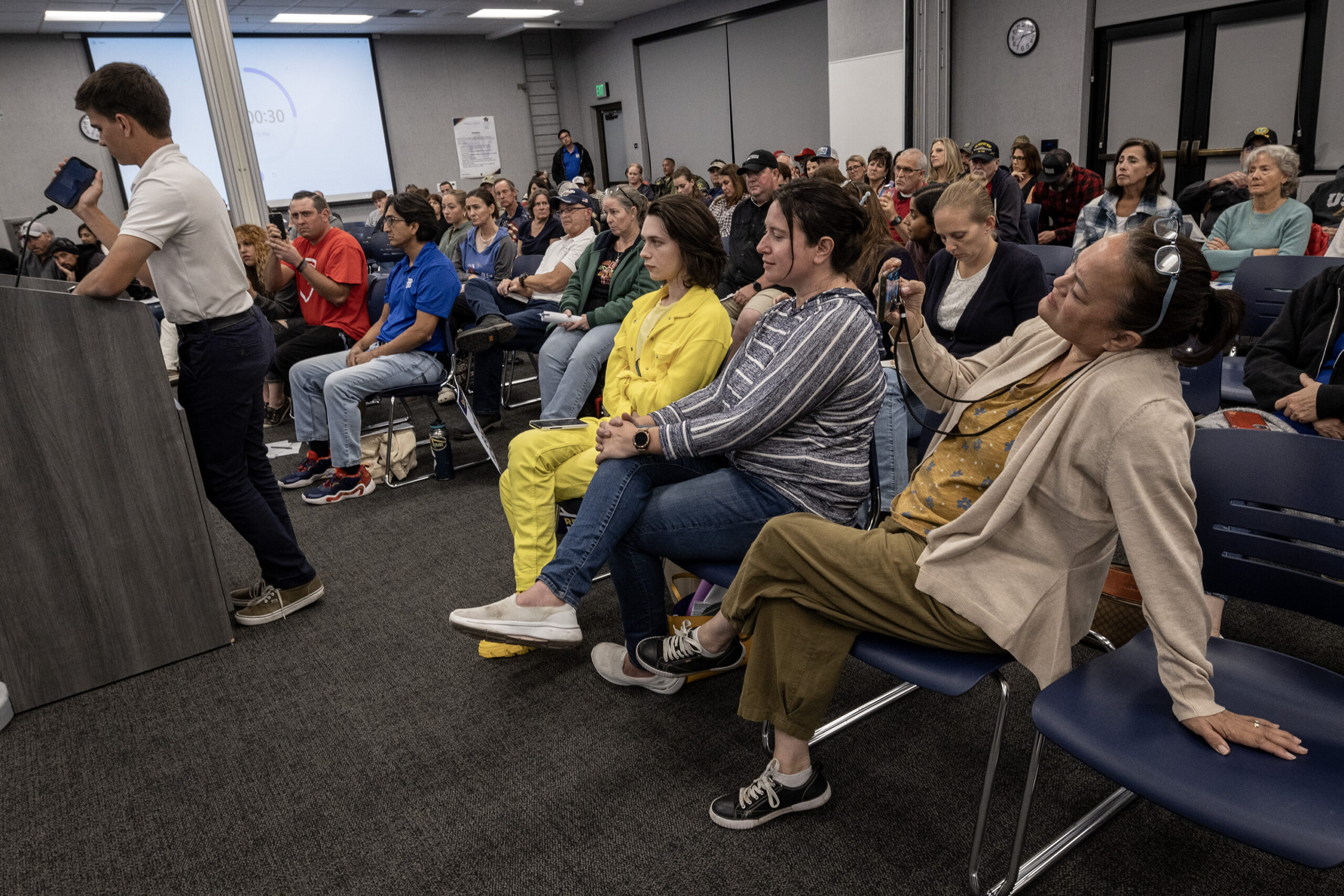 Temecula school board meetings are often rowdy, and many attendees record one another and upload the videos to their social media accounts.