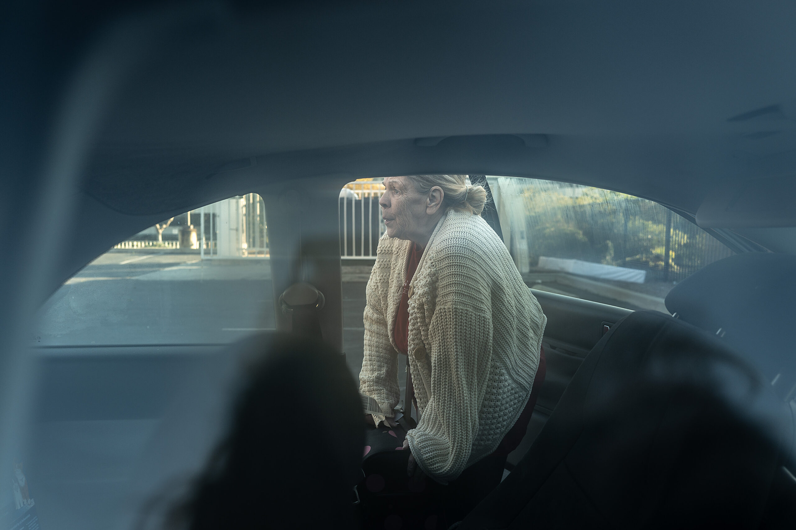 After losing her eviction case, Erickson went to a hotel she could not afford. She is pictured getting into her car, wondering if she should return to her apartment until the Sheriff’s Department posts  a notice to vacate on her door. Without money, she saw she had no choice.